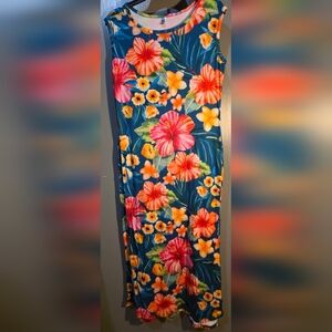 Floral Maxi Dress - Blue and Orange